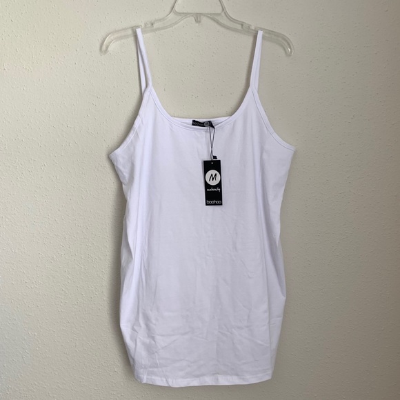 NWT BOOHOO Maternity 2 Pack Strappy Cami Top Multi 16 Black White Size 12 - Picture 4 of 7